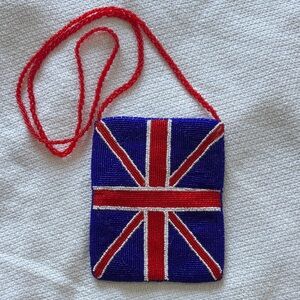 Beaded Union Jack Crossbody Pouch in Red, Blue & White
